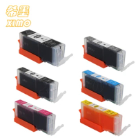 XIMO 6 PK PGI-550PGBK CLI-551 BK C M Y GY Ink Set for Canon Pixma iP 8750, Pixma MG5450, Pixma MX925 ,Chipped and with dye ink