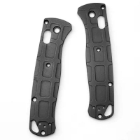 1 Pair Aluminum Alloy Rectangle Pattern Folding Knife Handle Grip Patches Scales for Benchmade Bugout 535 Knives Non-Slip Shank