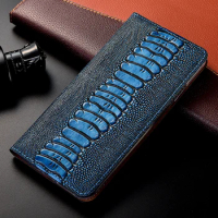 Case for XiaoMi Mi Civi Case Mi Note 2 3 10 Pro Lite Magnetic Flip Phone Case in Ostrich Pattern Leather