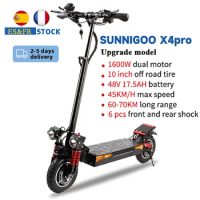 Dual Motor 1600w Powerful Electric Scooter Folding Electric Scooters Adults 48V Lithium Battery E Scooter 10 Inch Off Road Tire