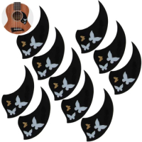 Ukulele Pickguard 26 Inch Tenor Hawaii Guitar Scratch Plate Adhesive Soft Self Stick Black Parts Pack of 10
