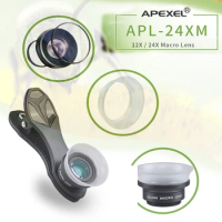 APEXEL Phone Lens Macro 2 In 1 Clip-On 12X Macro + 24X Super Macro Lens kit for iPhone Sumsung ios/Android Smartphones Universal