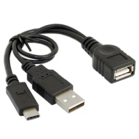 Black TV Mini PAD 1 to 2 OTG Micro USB Data Cable i9100 i9220 i930 Mobile Phone USB to Type C Male Extension Charging Wire Line