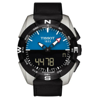 【TISSOT 天梭】T-TOUCH鈦 太陽能觸控錶-藍/45mm 送行動電源 畢業禮物(T0914204604100)