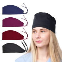 Unisex Surgical Cap Solid Navy Cotton Doctor Hat Oral Surgical Operating Room Hand Nurse Scrub Set M