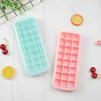 Cetakan Es Batu Cokelat Jelly Silicone 24 Sekat Ice Cube Tray Mold Dengan Penutup Food Grade Anti Pe