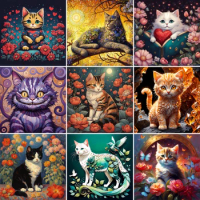 Animal Pet Cat Flowers Paint By Number 20x30 Oil Paint Crafts Kits For Adults Decoration Home Gift For Wife Wholesale 2023 HOT