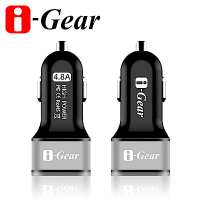 i-Gear 4.8A大電流 雙USB車用充電器 ICC-48A