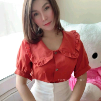 PS127แบรนด์เสื้อปกบัวแขนตุ๊กตาน่ารักมาก ดีไซน์สวยเหมาะกับผู้หญิง