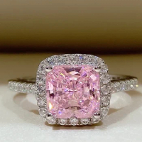 Pure Silver High Carbon Diamond, Yellow Diamond, Zirconium Simulation Diamond Ring, Pink Diamond, White Diamond