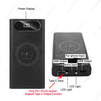 Fast Wireless charger 5A 22.5W USB Type C 6*21700 Power Bank 30000mAh PoverBank battery case box Not Included Battery For XIAOMI