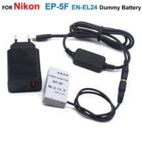 EP-5F DC Coupler EN-EL24 ENEL24 Fake Battery+USB C Power Cable +PD Charger Adapter For Nikon 1 J5 1J5 Camera