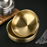 韓國冷面碗金色雙層韓式拌飯碗大湯碗螺絲粉碗不銹鋼泡面碗拉面碗