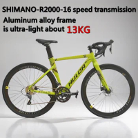 700C Bend handlebar road bicycle SHIMANO-R2000-16 speed gravel bike ball hub велосипед double disc brake aldult Road Racing Bike