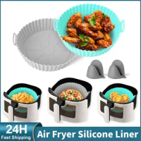 Silicone Air Fryer Liners Reusable Air Fryer Liners with 2 Insulated Silicone Gloves Suitable for 3.8L-5L Air Fryers