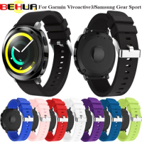 BEHUA 20MM Watchband Strap for Garmin Vivoactive 3/Garmin 645/Huami Youth/Samsung Gear Sport Silicone Rubber Wrist Band Strap
