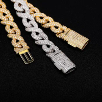 Hip Hop Prong Setting AAA CZ Stone Bling Iced Out Solid Infinity Cuban Link Chain Chokers Necklaces for Men Rapper Jewelry