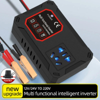 Penyongsang Penukar Kuasa, 200W, DC 12V / 24V ke AC 220V, Penyesuai Port Invertor, untuk Kereta