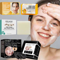 75/100g Kojic Acid Deep Cleansing Soap Bamboo Charcoal Body Face Wash Soap Goat Milk Anti-Mite Fade Spot Remove Acne Blackheads