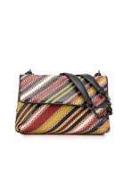 BOTTEGA VENETA 二手 Bottega Veneta 小號皮革刺繡條紋 Olimpia 單肩包