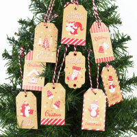 50Pcs Merry Christmas Kraft Paper Label Pendant Gift Tag Hanging Ornament Christmas Decorations For Home New Year Navidad