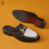 S04 :  Giày Hở Gót Nam, Giày Dép Nam Cao Cấp EDRIC SHOES Đánh Màu Patina Nâu Đen, Kiểu Dáng Sục, Phố