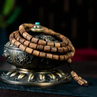Natural Hainan Yingge Green Qi Nan Agarwood Hand String Bucket Bead Fidelity Old Material Agarwood Hand String multi-circle