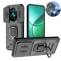 For Realme 12 Plus Case Slide Camera Protect Armor Coque For Realme 12+ Realme12 Plus 5G Magnetic Holder Ring Cover Realmi 12 +