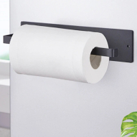 [黑色/25*6*6cm] 廚房免打孔強力吸盤 磁石抺手紙掛架 廚房磁石廁紙架 磁吸掛架 捲紙架 保紙鮮架 #DADADI