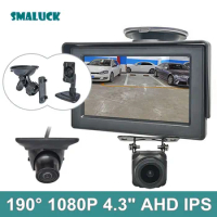 SMALUCK 4.3inch AHD IPS Rear View Backup Car Monitor 190 Degree 1080P Starlight AHD Side Rear View Car Camera for SUV MPV RV