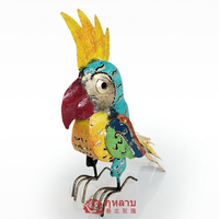 泰國工藝品 手工鐵皮彩繪鸚鵡擺設 泰式風格家居裝飾品創意擺件1入