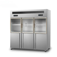UF1810 industrial upright deep stainless steel chiller/ dual-zone 1300L 6 doors hotel kitchen freezer
