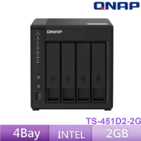 【送APC 650VA離線式UPS】QNAP TS-451D2-2G 4BAY 網路儲存伺服器