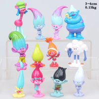 12pcs/Set Mini Trolls Branch Critter Skitter Trolls PVC Action Figure Children Hobby Toy Cartoon Character Kids Gifts Tide Play