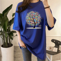 [AMYGO] A21455 M-5XL Loose T shirt Women Plus Size Tshirt Woman Baju T shirt Perempuan Tops Silk
