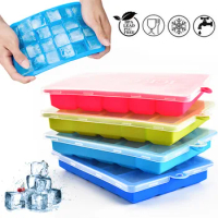 DOZZLOR 24 Ice Cube Tray Food Grade Silicone Ice Cube Maker Mold With Lid For Ice Cream Chocolate Party Whiskey Cocktail Drink