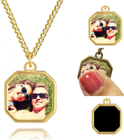 Necklace with Hidden Picture Inside Personalized Heat Activated Photo Pendant for Women Men Custom I