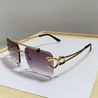 Fashion Square Vintage Women Men Frameless Glasses Rimless Retro Luxury Brand Designer Eyewear UV400