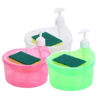 Soap Dispenser And Scrubber Holder Manual Press Detergent Container Organizer Countertop Dish Washing Soap Dispenser With Sponge