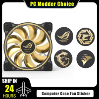 Computer Case Fan Logo Sticker, ROG MSI AORUS Corsair Label Gold-plated Paster PC Gamer GPU Decorative Accessories, 3Pcs/Lot
