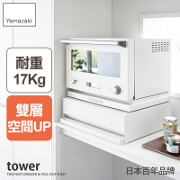 日本【YAMAZAKI】tower雙層抽屜式置物架(白)★日本百年品牌★工作臺/電器架/廚房收納架
