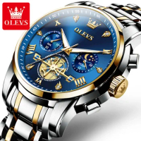 OLEVS 2856 Business Quartz Watch Round-dial Stainless Steel Watchband Chronograph