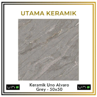 Keramik Uno 50x50 Alvaro Grey - Keramik 50x50 Abu Abu Motif Marble