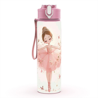 1pc Plastic Water Bottle Fairy Graceful Dancer-Themed Printing Large Capacity Portable Leakproof Saf
