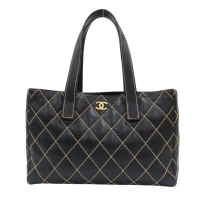 【二手名牌BRAND OFF】CHANEL 香奈兒 黑色 皮革 Wild Stitch 托特包 肩背包 無卡