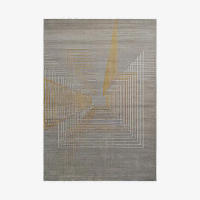【Fuwaly】納卡地毯-160x230cm(灰色 金色 柔軟 格紋 客廳 起居室)