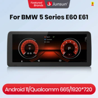 Junsun Wireless CarPlay Andorid Auto Car Radio For BMW 5 Series E60 E61 E63 E64 2004-2012 IPS 4G Andorid Auto GPS 2din