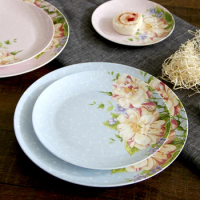 8inch, Bone China Dinnerware, Floral Vintage Design, Ceramic Buffet Dish, Decorative Plate, Porcelain Dinner Plate