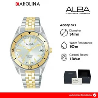 Jam Tangan Wanita ALBA AG8Q15X1 Silver Dial Dual Tone Stainless Steel Strap