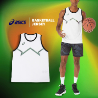 【asics 亞瑟士】球衣 Basketball 白 綠 男款 金屬光澤 無袖 上衣 亞瑟士(2063A302100)